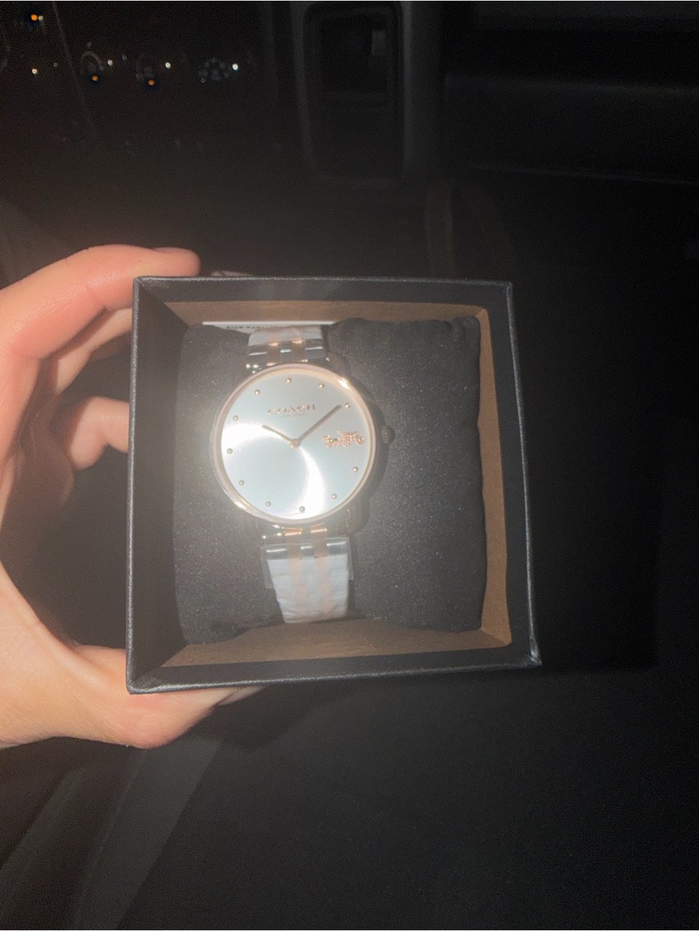 Coach Women's White and Rose Gold Bracelet Watch